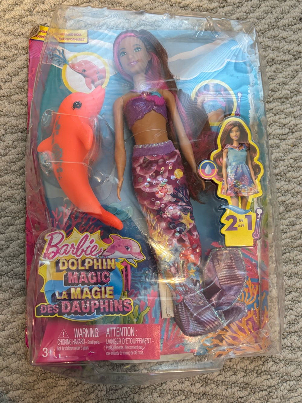 New in box Barbie Dolphin Magic Transforming Mermaid Doll-box is a bit damaged